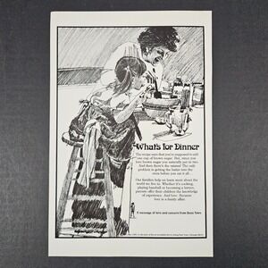 1980 Boys Town NE Vintage Print Ad Drawn Art Love Is A Family Affair‎ Cooking